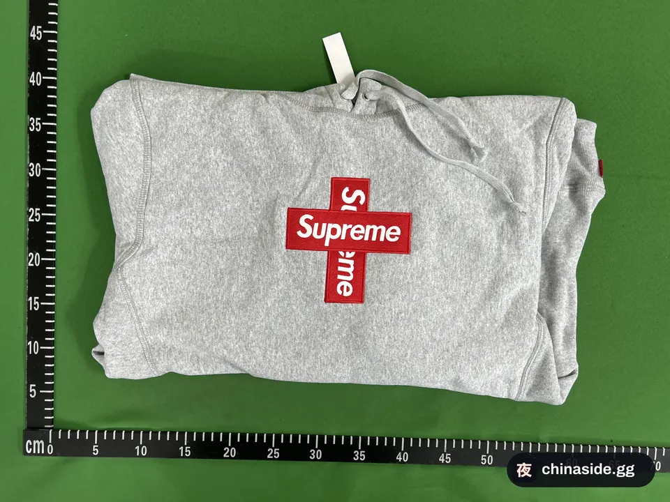 QC photo of the Satin Appliqué Hooded Sweatshirt