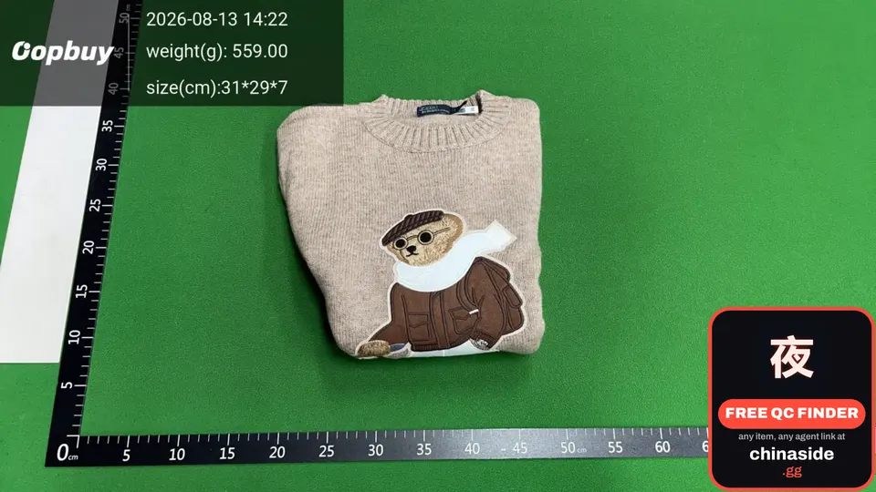 QC photo of the Bear Purple Label Cashmere Sweater