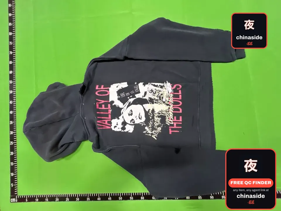 QC photo of the Doll Valley Print Rhinestone Hoodie