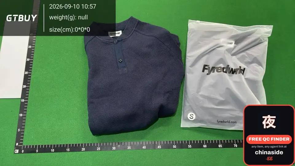 QC photo of the Fm Navy Blue Wash Waffle Long Sleeve Top