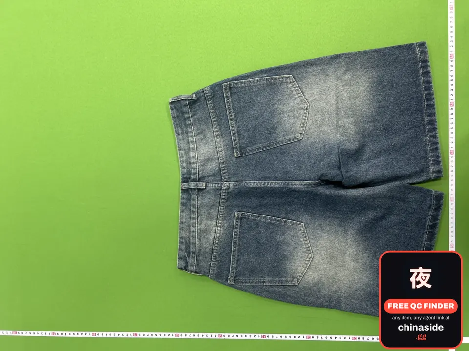 QC photo of the Colorful Rhinestone Letter Denim Shorts